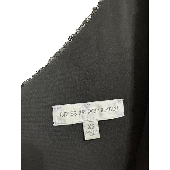 Dress‎ the Population Sequin Mini fit flare black Dress Size XS - Picture 3 of 6